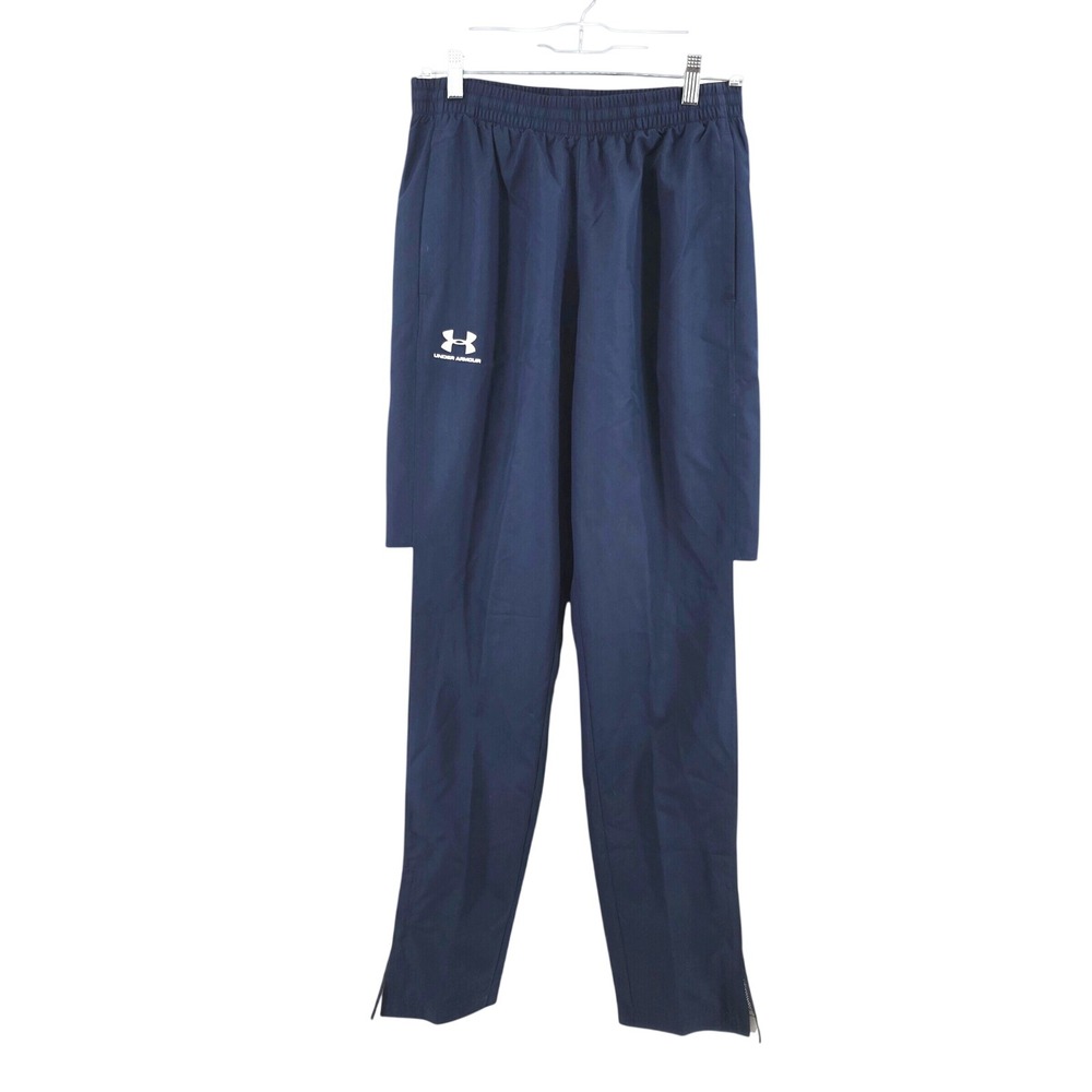 Under Armour Mens Track Pants Navy Blue Mesh Lined Ankle Zip Athletic Medium